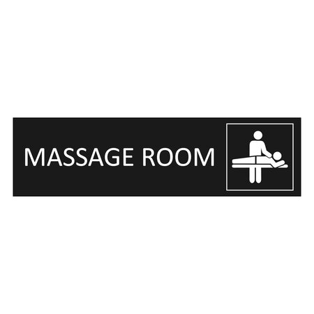 Zwart aluminium deurbordje Massage room 165 x 45 mm - per 1 stuk