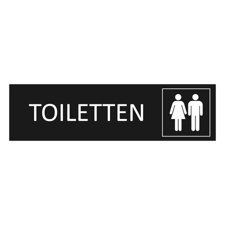 Zwart aluminium deurbordje Toiletten 165 x 45 mm - per 1 stuk