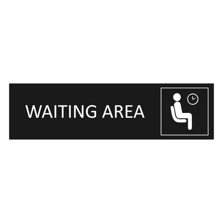 Zwart aluminium deurbordje Waiting area 165 x 45 mm - per 1 stuk
