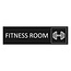 Zwart aluminium deurbordje Fitness room 165 x 45 mm - per 1 stuk