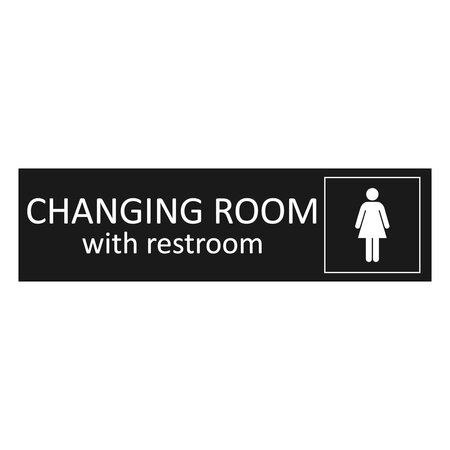 Zwart aluminium deurbordje Womens changing room 165 x 45 mm - per 1 stuk