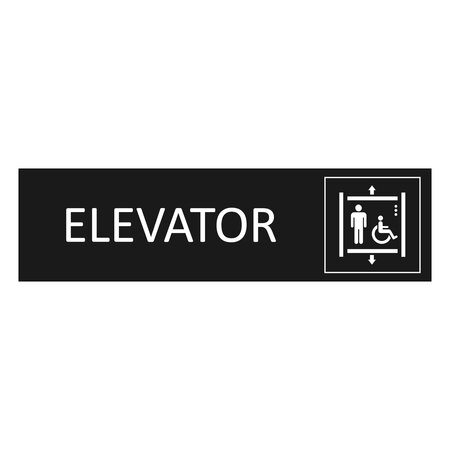 Zwart aluminium deurbordje Elevator 165 x 45 mm - per 1 stuk