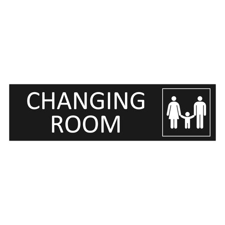 Zwart aluminium deurbordje Family changing room en icon 165 x 45 mm - per 1 stuk