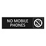Zwart aluminium deurbordje No mobile phones 165 x 45 mm - per 1 stuk