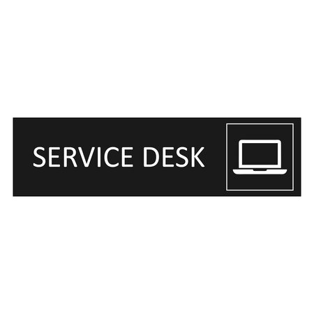 Zwart aluminium deurbordje Service desk 165 x 45 mm - per 1 stuk