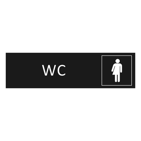 Zwart aluminium deurbordje WC genderneutraal 165 x 45 mm - per 1 stuk