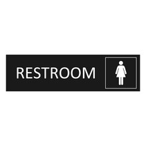 Zwart aluminium deurbordje Restroom vrouwen