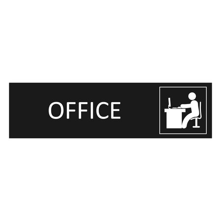 Zwart aluminium deurbordje Office 165 x 45 mm - per 1 stuk