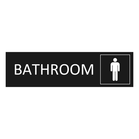Zwart aluminium deurbordje Bathroom mannen 165 x 45 mm - per 1 stuk