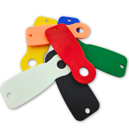 Blanco kunststof Caddy-Key winkelwagenmunten € 1 formaat kleurenmix - per 7 stuks