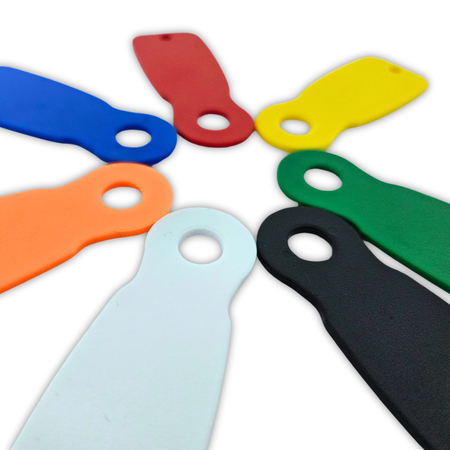 Blanco kunststof Caddy-Key winkelwagenmunten € 1 formaat kleurenmix - per 7 stuks