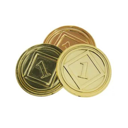 CombiCraft Glimmende geëloxeerde plastic munten goudkleurig Ø29mm - per 100 stuks