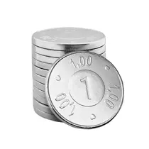 Winkelwagenmunt €1,00 staal vernikkeld - per 100