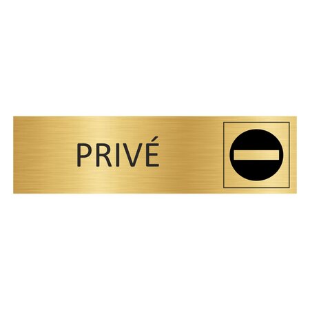 Goud aluminium deurbordje Privé 165 x 45 mm met tape - per 1 stuk