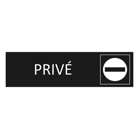 Zwart aluminium deurbordje Privé 165 x 45 mm - per 1 stuk