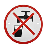 Aluminium deurbordje Geen drinkwater Ø75mm met 2 gaten - per 1 stuk