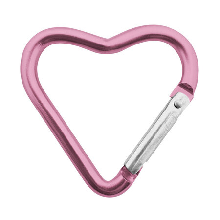 Karabijnhaak hart kleurenmix 44x43mm aluminium - per set van 6 kleuren