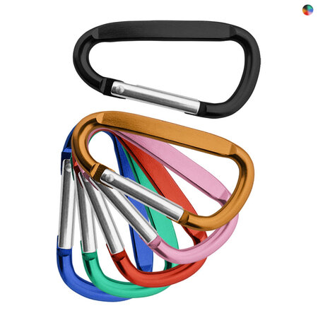 Karabijnhaak kleurenmix 60x30mm aluminium - per set van 6 kleuren