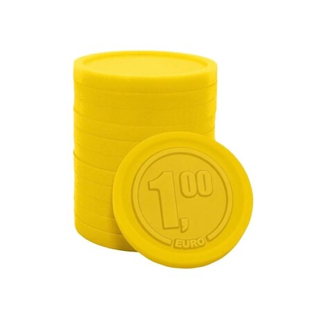 Plastic reliëfmunten met bedrag € 1 Ø23mm - per 250 stuks
