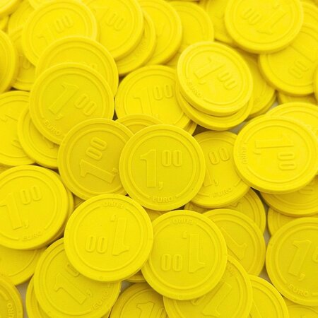 Plastic reliëfmunten met bedrag € 1 Ø23mm - per 250 stuks