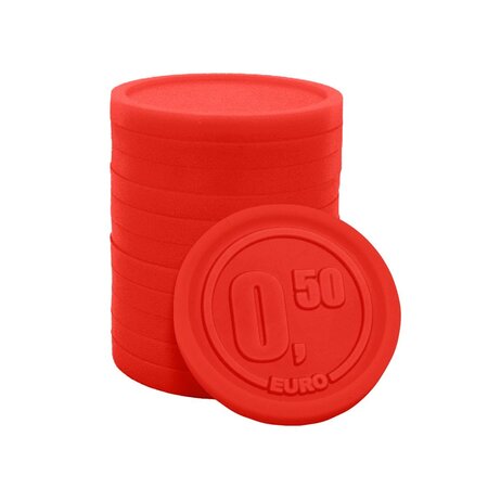 Plastic reliëfmunten met bedrag €0,50 Ø24mm - per 250 stuks