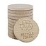 Houten gegraveerde munten een recycle-icoon en de tekst 'Recycle token' Ø29mm - per 100 stuks
