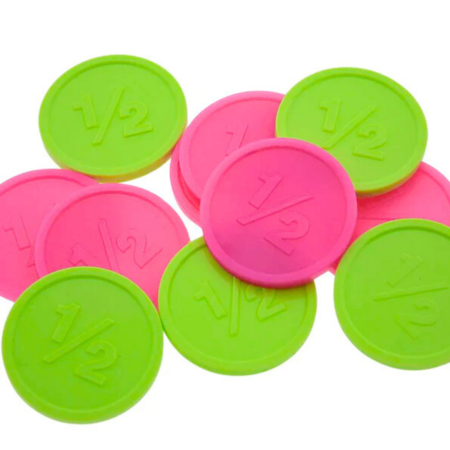 Plastic reliëfmunten met 1/2 Ø25mm - per 250 stuks