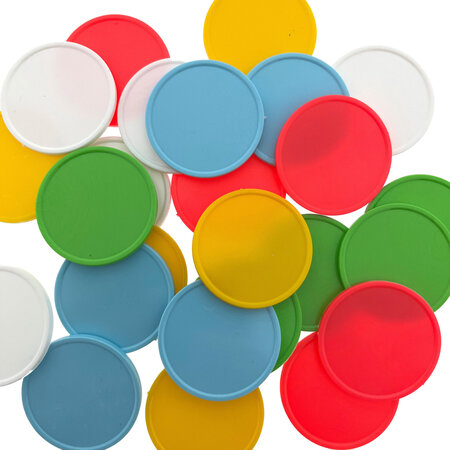 Blanco plastic munten Ø35mm - per 100 stuks