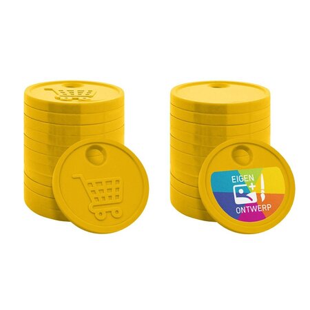 Plastic winkelwagenmunt €0,50 formaat bedrukken met eigen ontwerp - per 100 stuks