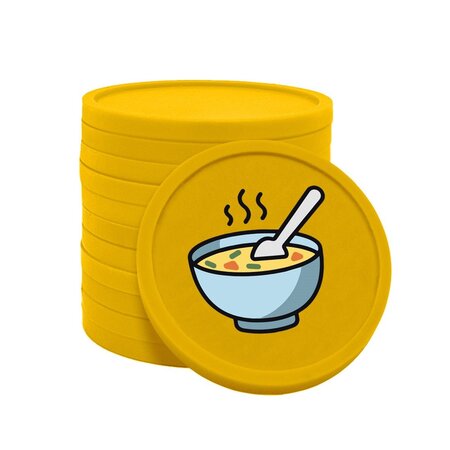 Gekleurde soep consumptiemunten Ø29mm - 100 stuks