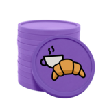 Gekleurde croissant met koffie consumptiemunten Ø29mm - 100 stuks