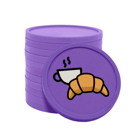 Gekleurde croissant met koffie consumptiemunten Ø29mm - 100 stuks