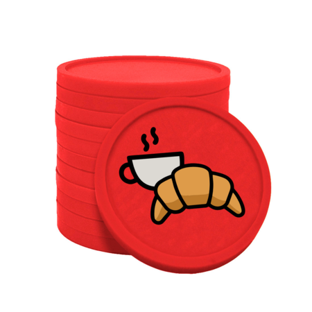 CombiCraft Gekleurde croissant met koffie consumptiemunten Ø29mm - 100 stuks
