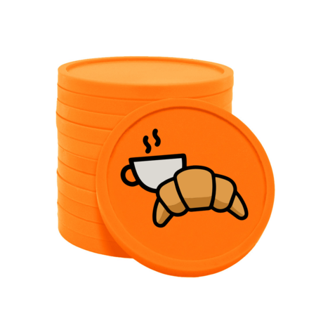 CombiCraft Gekleurde croissant met koffie consumptiemunten Ø29mm - 100 stuks