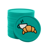 Gekleurde croissant met koffie consumptiemunten Ø29mm - 100 stuks