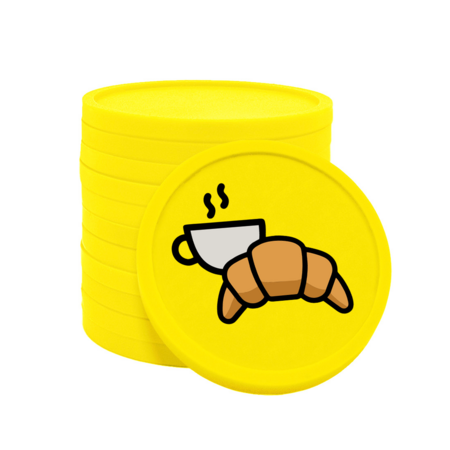 CombiCraft Gekleurde croissant met koffie consumptiemunten Ø29mm - 100 stuks