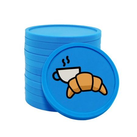 CombiCraft Gekleurde croissant met koffie consumptiemunten Ø29mm - 100 stuks