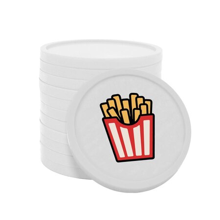 Gekleurde patat of friet consumptiemunten Ø29mm - 100 stuks