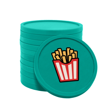 Gekleurde patat of friet consumptiemunten Ø29mm - 100 stuks