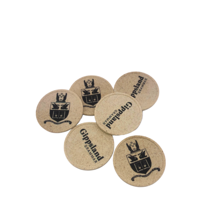 CombiCraft Houtvezel munten Ø29mm met jouw eigen ontwerp - per 100 stuks