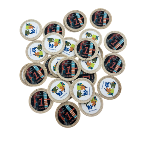 CombiCraft Houtvezel munten Ø29mm met jouw eigen ontwerp - per 100 stuks