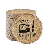 Houtmotief munten Ø35mm met jouw eigen ontwerp - per 100 stuks