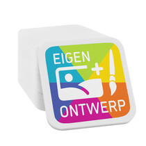 Bedrukte munten plastic 38x38mm wit - 100 stuks