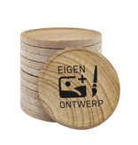 Houtmotief munten Ø29mm met jouw eigen ontwerp - per 100 stuks