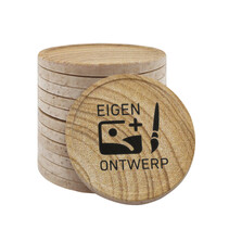 Bedrukte munten houtmotief Ø29mm - 100 stuks