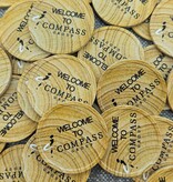 Houtmotief munten Ø29mm met jouw eigen ontwerp - per 100 stuks