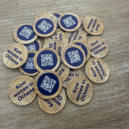 CombiCraft Houtmotief munten Ø29mm met jouw eigen ontwerp - per 100 stuks