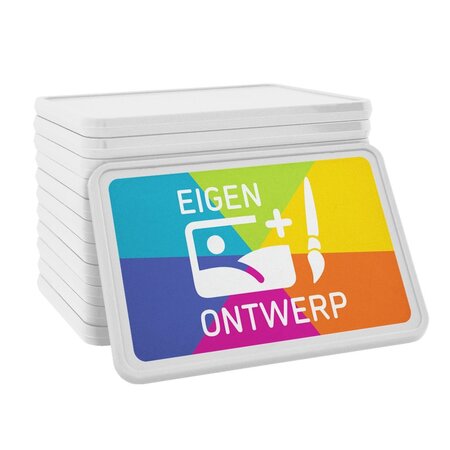 CombiCraft Plastic rechthoek munten 50 x 35 mm met jouw eigen ontwerp - per 100 stuks