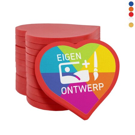 Hartje plastic munten 40x40mm met jouw eigen ontwerp - per 100 stuks