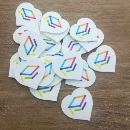 CombiCraft Hartje plastic munten 40x40mm met jouw eigen ontwerp - per 100 stuks